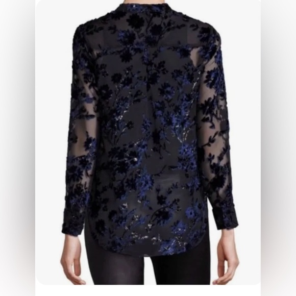 Alice + Olivia black and navy burnout sparkle beautiful top XS - Picture 3 of 7